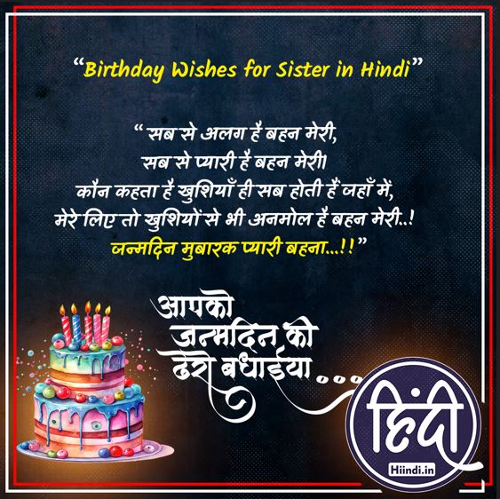 Birthday Wishes for Sister in Hindi 